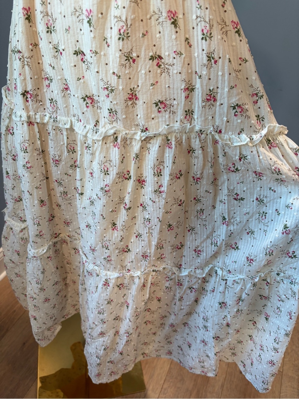 Balckans Cream Floral Ruffle Midi Dress Size S - Picture 5 of 9